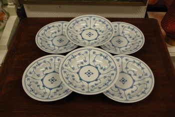 (n-6516/2) Jäger Eisenberg, Original Blau Saks, õlelillemustriga supi-pastataldrikud, 6tk