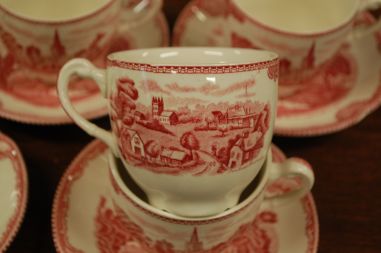 (n-6539/3) Johnson Brothers, Old Britain Castles, kohvitassid-taldrikud, 8tk