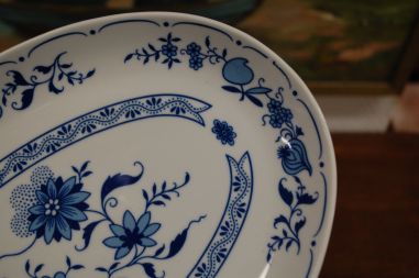 (n-6546) Jlmenau, Henneberg Porzellan, Echt Kobalt, sibulamustriga ovaalne vaagen