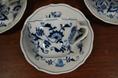 (n-6566/1) Bleu Danube, sibulamustriga kohvitassid-taldrikud, 6tk