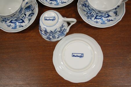 (n-6566/1) Bleu Danube, sibulamustriga kohvitassid-taldrikud, 6tk