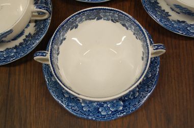 (n-6570/4) Enoch Wedgwood LTD "Woodland", puljongikausid-taldrikud, 6tk