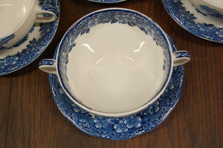 (n-6570/4) Enoch Wedgwood LTD "Woodland", puljongikausid-taldrikud, 6tk