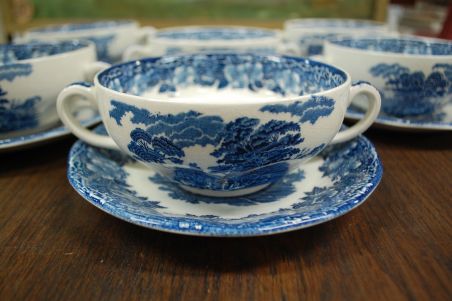 (n-6570/5) Enoch Wedgwood LTD "Woodland", puljongikausid-taldrikud, 4tk