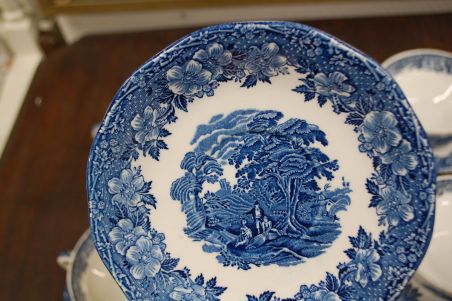 (n-6570/5) Enoch Wedgwood LTD "Woodland", puljongikausid-taldrikud, 4tk