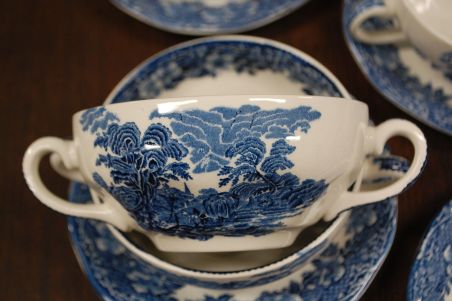 (n-6570/5) Enoch Wedgwood LTD "Woodland", puljongikausid-taldrikud, 4tk