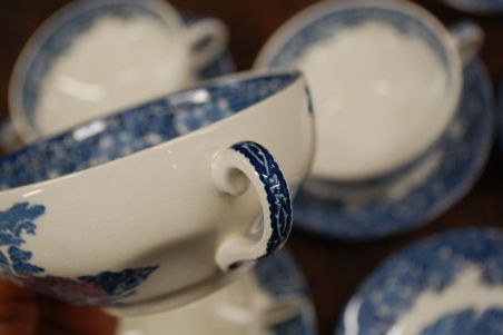 (n-6570/5) Enoch Wedgwood LTD "Woodland", puljongikausid-taldrikud, 4tk