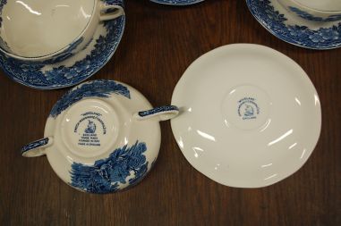 (n-6570/5) Enoch Wedgwood LTD "Woodland", puljongikausid-taldrikud, 4tk