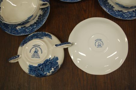 (n-6570/5) Enoch Wedgwood LTD "Woodland", puljongikausid-taldrikud, 4tk