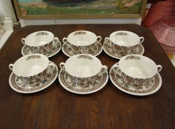 (n-3784) Ridgway Ironstone Staffordshire, Jacobean, puljongikausid-taldrikud, 6tk