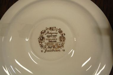 (n-3784) Ridgway Ironstone Staffordshire, Jacobean, puljongikausid-taldrikud, 6tk