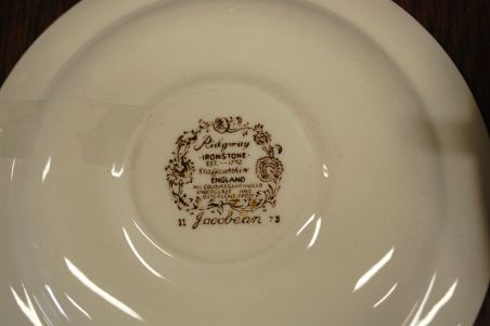 (n-3784) Ridgway Ironstone Staffordshire, Jacobean, puljongikausid-taldrikud, 6tk