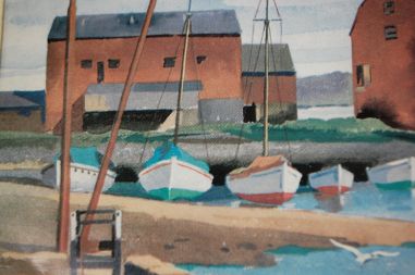 (n-6670) Raamitud trükk Suffolk East Anglia, sadamavaade