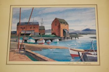 (n-6670) Raamitud trükk Suffolk East Anglia, sadamavaade 2