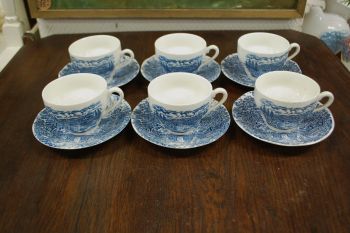 (n-6701/1) Crown Ducal "Bridge Scenes", kohvitassid-taldrikud, 6tk