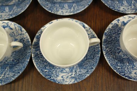 (n-6701/1) Crown Ducal "Bridge Scenes", kohvitassid-taldrikud, 6tk