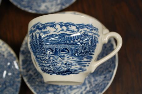 (n-6701/1) Crown Ducal "Bridge Scenes", kohvitassid-taldrikud, 6tk