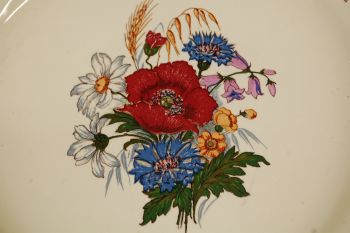 (n-6705) Sarreguemines, Agreste moonide-ja rukkililledega vaagen 2