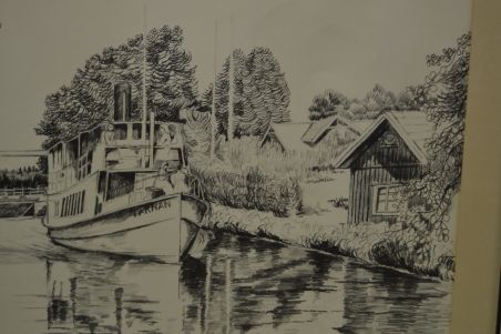 (P-1021)  Nummerdatud jõelaevaga litograafia 2/100