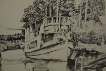 (P-1021)  Nummerdatud jõelaevaga litograafia 2/100
