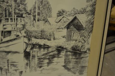 (P-1021)  Nummerdatud jõelaevaga litograafia 2/100