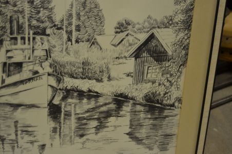 (P-1021)  Nummerdatud jõelaevaga litograafia 2/100