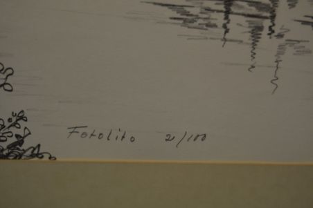 (P-1021)  Nummerdatud jõelaevaga litograafia 2/100