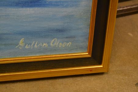 (P-1024) Suurem lõuendil maal, laevad sadamas