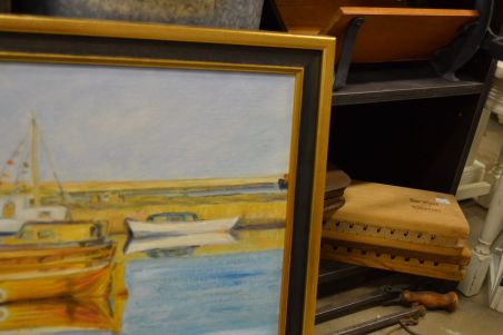 (P-1024) Suurem lõuendil maal, laevad sadamas