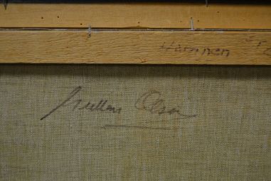 (P-1024) Suurem lõuendil maal, laevad sadamas