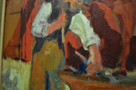 (P-1025) Lõuendil maal, sepp hobuserauaga