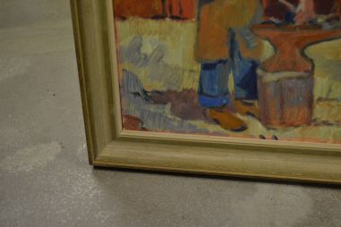 (P-1025) Lõuendil maal, sepp hobuserauaga