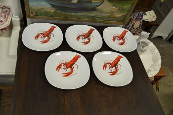 (n-6735/2) Vähiga mereanni taldrikud  5 tk,  Berry Haute Porcelaine, France