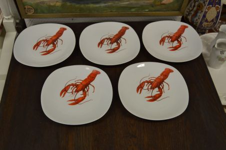 (n-6735/2) Vähiga mereanni taldrikud  5 tk,  Berry Haute Porcelaine, France