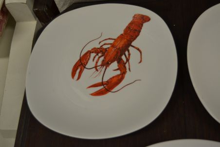 (n-6735/2) Vähiga mereanni taldrikud  5 tk,  Berry Haute Porcelaine, France