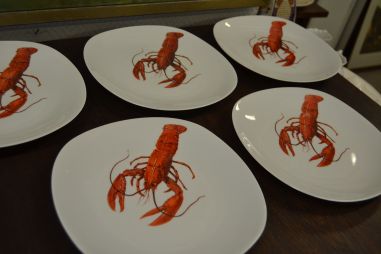 (n-6735/2) Vähiga mereanni taldrikud  5 tk,  Berry Haute Porcelaine, France