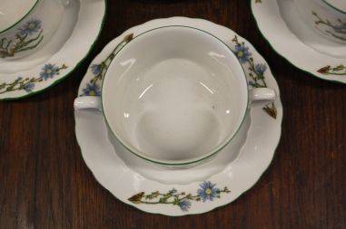 (n-6740/1) Bavaria Eschenbach, taimedaga puljongikausid-taldrikud, 6tk