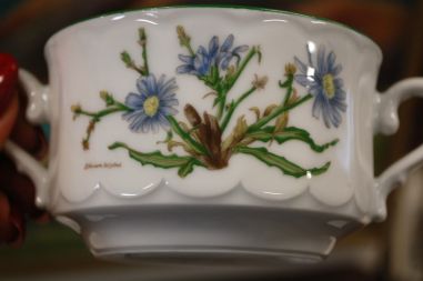 (n-6740/1) Bavaria Eschenbach, taimedaga puljongikausid-taldrikud, 6tk