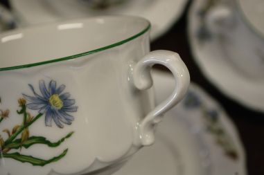 (n-6740/1) Bavaria Eschenbach, taimedaga puljongikausid-taldrikud, 6tk