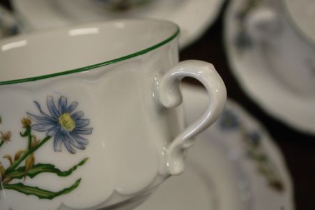 (n-6740/1) Bavaria Eschenbach, taimedaga puljongikausid-taldrikud, 6tk