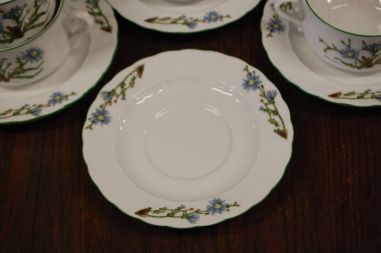 (n-6740/1) Bavaria Eschenbach, taimedaga puljongikausid-taldrikud, 6tk