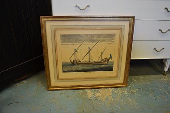 (n-6743) Vanem laevaga litograafia