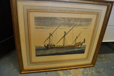 (n-6743) Vanem laevaga litograafia