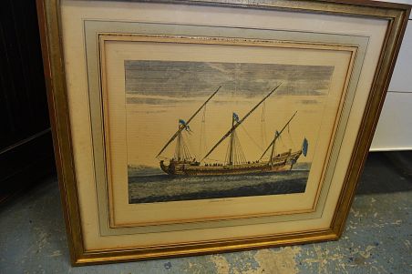 (n-6743) Vanem laevaga litograafia