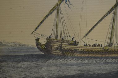 (n-6743) Vanem laevaga litograafia