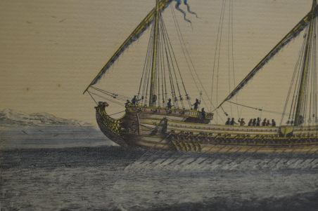 (n-6743) Vanem laevaga litograafia