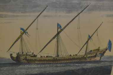 (n-6743) Vanem laevaga litograafia