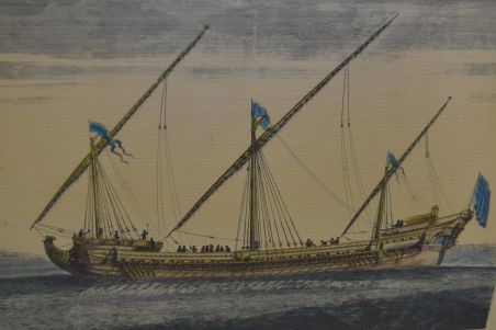 (n-6743) Vanem laevaga litograafia