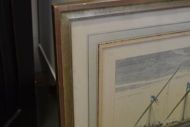 (n-6743) Vanem laevaga litograafia