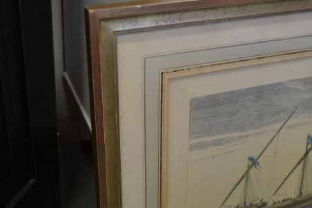 (n-6743) Vanem laevaga litograafia